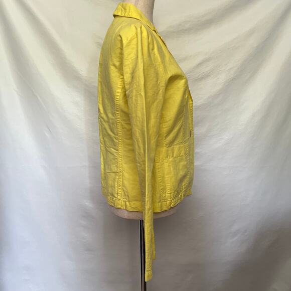 J Crew Linen Blend 2 Button Womens Blazer Sz 6 Yellow Notch Collar Preppy Bright - Picture 5 of 11
